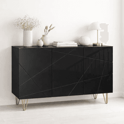 Buffet Moderno LuxLine Negro con Patas Doradas