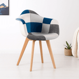 Butaca Eames Patchwork Wood - Celeste