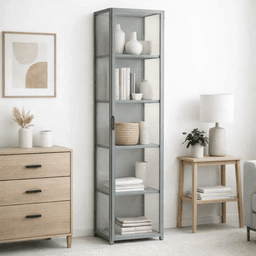 Vitrina BambooLine Estrecha con Puertas Acrílicas 5 Niveles