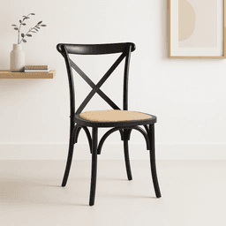 Silla Crossback Madera y Rattan - Negra