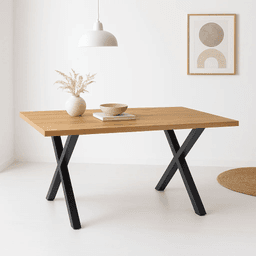 Mesa industrial Madera y Metal Cross 140x90