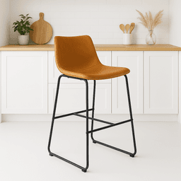 Taburete de bar Burgos de cuero y metal industrial