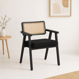 Sitial Acolchado Chandigarh Butaca Rattan - Negro