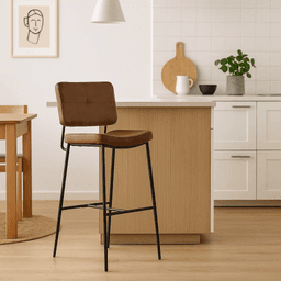 Taburete Alto Bronx Café Vintage con Patas Metálicas Negras