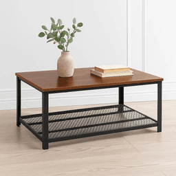 Mesa de centro metal madera enrejada 106x60