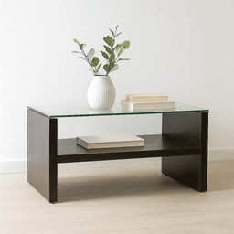 Mesa de centro moderna madera walnut wood vidrio