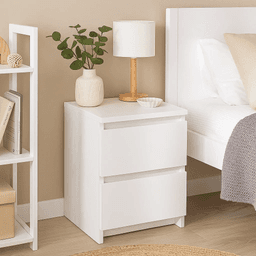 Velador Cajon Doble Minimal Blanco