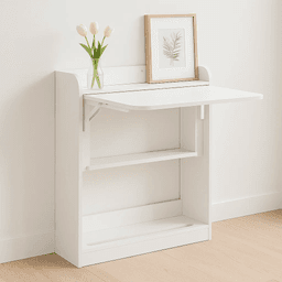 Escritorio Multifuncional Blanco - Compacto con Estanterías